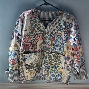 Handmade Vintage Kantha Quilted Jacket: Patchwork Cotton Coat